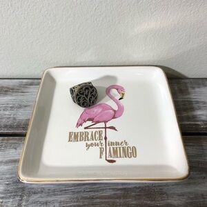 NEW Embrace Inner Flamingo Jewelry Ring Dish Tray